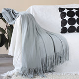 SOGA 2X Grey Acrylic Knitted Throw Blanket Solid Fringed Warm Cozy Woven Cover Couch Bed Sofa Home Decor - Cafe Supply