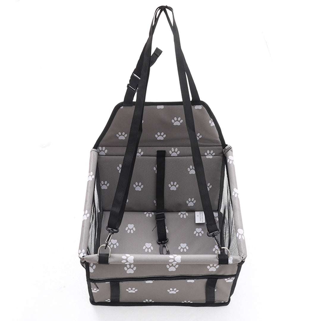 SOGA 2X Waterproof Pet Booster Car Seat Breathable Mesh Safety Travel Portable Dog Carrier Bag Grey - Cafe Supply