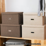 SOGA 2X Coffee Large Foldable Canvas Storage Box Cube Clothes Basket Organiser Home Decorative Box - Cafe Supply