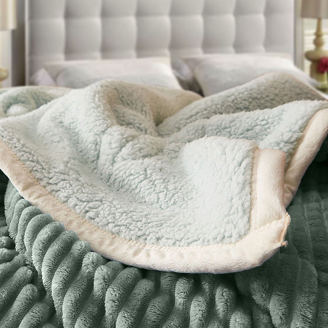 SOGA Light Green Throw Blanket Warm Cozy Double Sided Thick Flannel Coverlet Fleece Bed Sofa Comforter - Cafe Supply