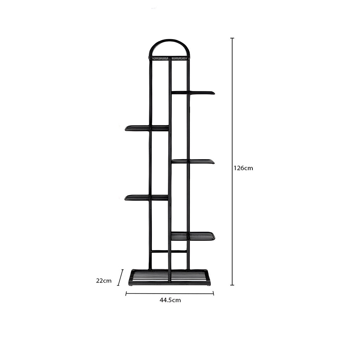 SOGA 2X 7 Tier 8 Pots Black Metal Plant Stand Flowerpot Display Shelf Rack Indoor Home Office Decor - Cafe Supply