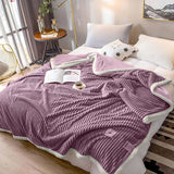 SOGA 2X Throw Blanket Warm Cozy Double Sided Thick Flannel Coverlet Fleece Bed Sofa Comforter Purple - Cafe Supply