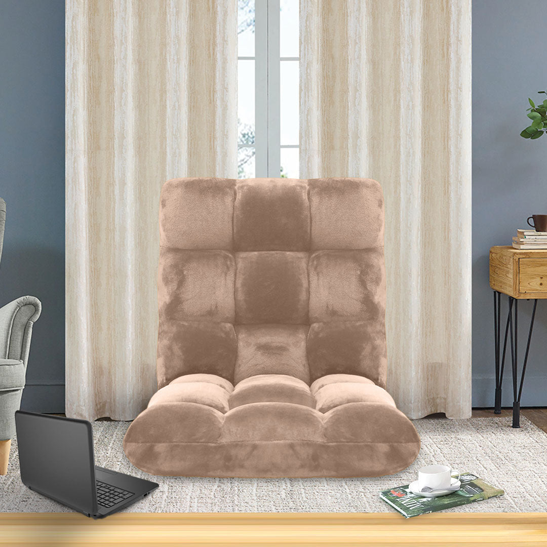 SOGA 2X Floor Recliner Folding Lounge Sofa Futon Couch Folding Chair Cushion Light Apricot - Cafe Supply