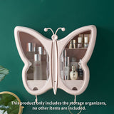 SOGA Pink Butterfly Shape Wall-Mounted Makeup Organiser Dustproof Waterproof Bathroom Storage Box Home Decor - Cafe Supply