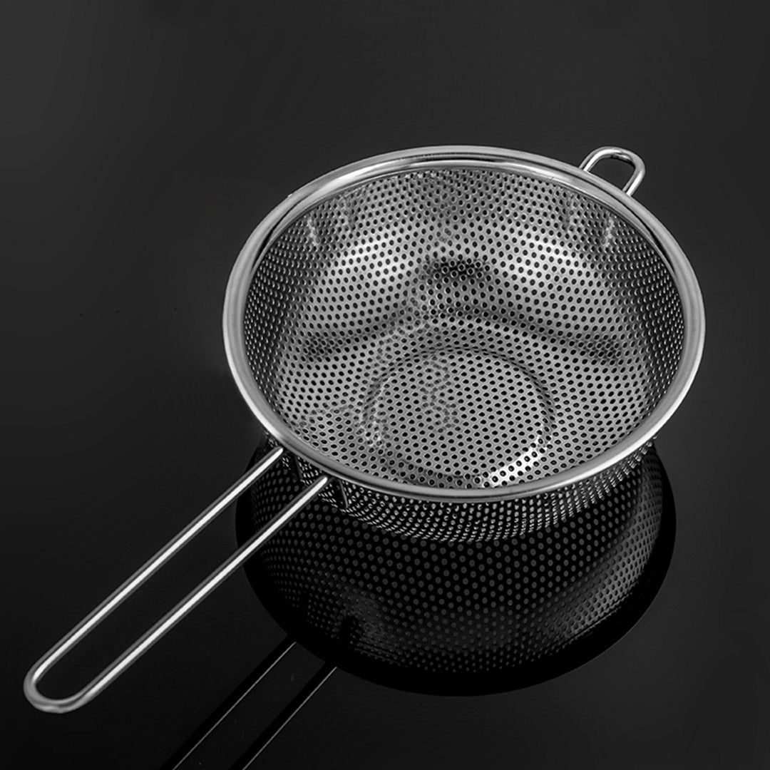 SOGA Stainless Steel Perforated Colander Fine Mesh Net Food Strainer Basket with Handle Skimmer Sieve Set - Cafe Supply
