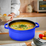 SOGA Cast Iron 24cm Enamel Porcelain Stewpot Casserole Stew Cooking Pot With Lid 3.6L Blue - Cafe Supply