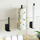 SOGA 2X Black Wall-Mounted Kitchen Roll Holder Organiser Space Saving Rack - Cafe Supply