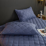 SOGA 2X Blue 183cm Wide Cross-Hatch Mattress Cover Thick Quilted Stretchable Bed Spread Sheet Protector with Pillow Covers - Cafe Supply