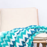 SOGA 2X 170cm Blue Zigzag Striped Throw Blanket Acrylic Wave Knitted Fringed Woven Cover Couch Bed Sofa Home Decor - Cafe Supply