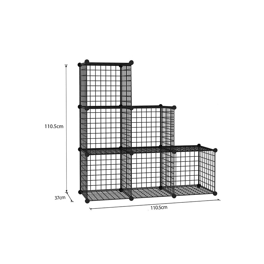 SOGA 2X Black Portable 6-Cube 3 Column Storage Organiser Foldable DIY Modular Grid Space Saving Shelf - Cafe Supply