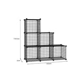 SOGA 2X Black Portable 6-Cube 3 Column Storage Organiser Foldable DIY Modular Grid Space Saving Shelf - Cafe Supply
