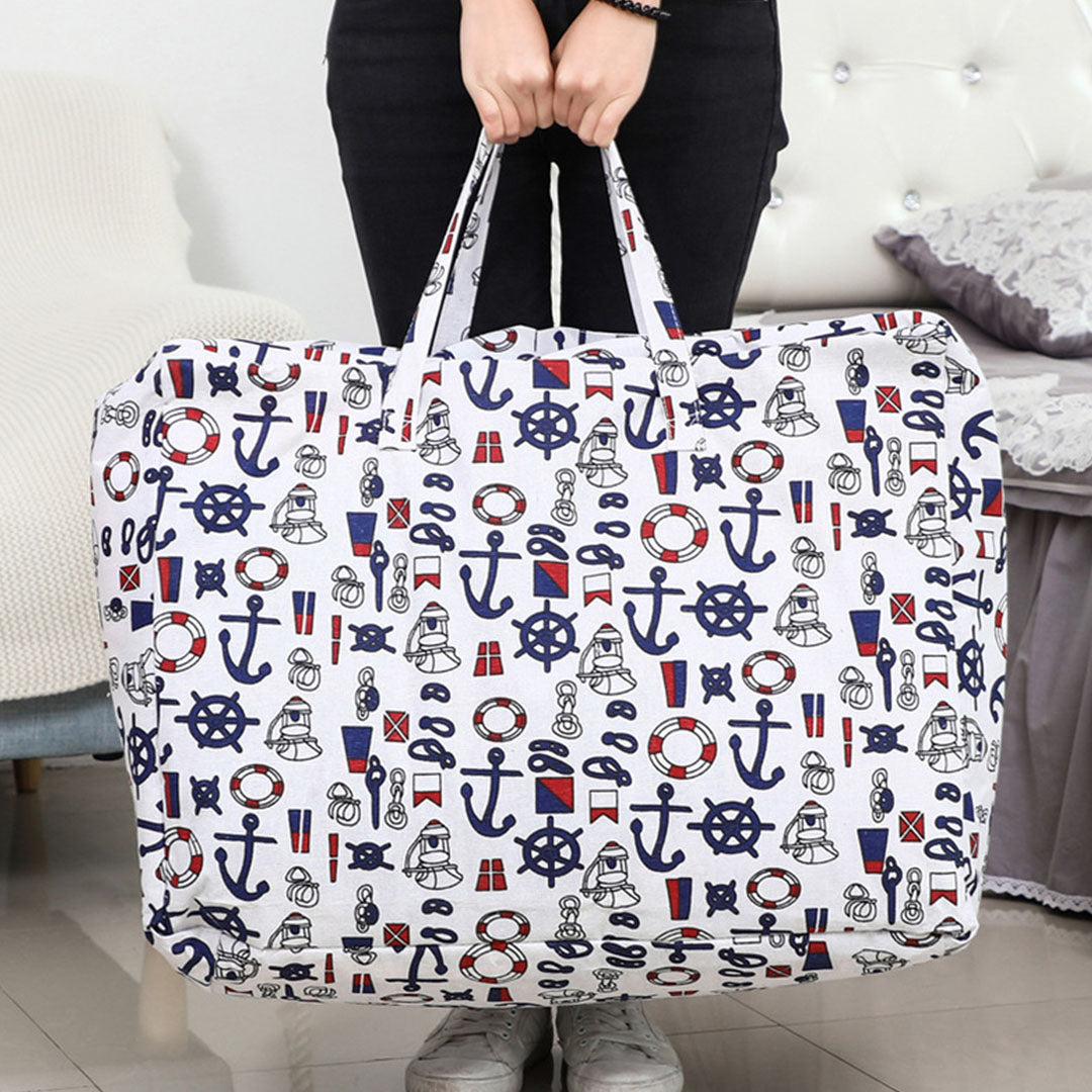 SOGA 2X Nautical Icons Large Storage Luggage Bag Double Zipper Foldable Travel Organiser Essentials - Cafe Supply