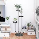 SOGA U Shaped Plant Stand Round Flower Pot Tray Living Room Balcony Display Black Metal Decorative Shelf - Cafe Supply