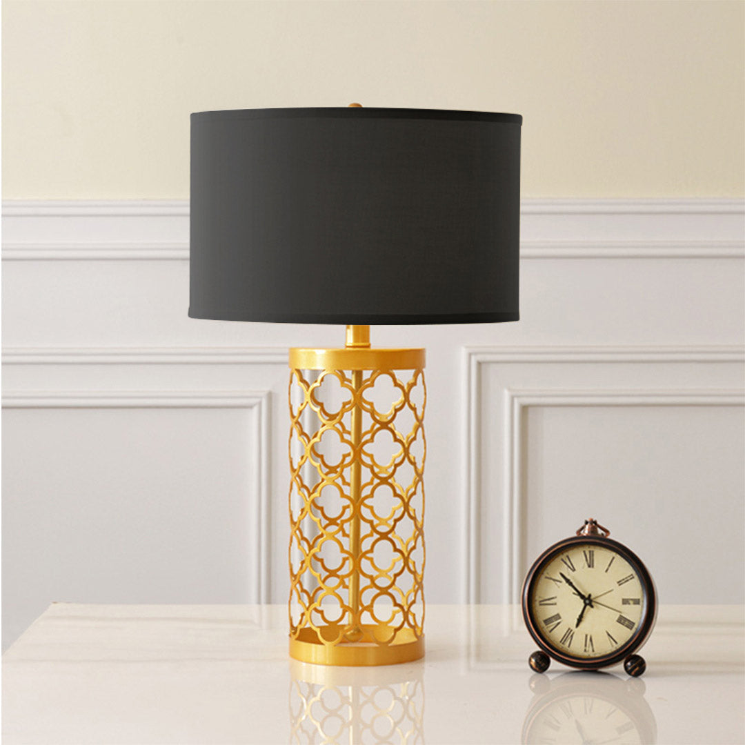 SOGA 2X Golden Hollowed Out Base Table Lamp with Dark Shade - Cafe Supply