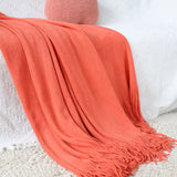 SOGA 2X Orange Acrylic Knitted Throw Blanket Solid Fringed Warm Cozy Woven Cover Couch Bed Sofa Home Decor - Cafe Supply
