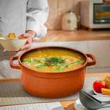SOGA 2X Cast Iron 24cm Enamel Porcelain Stewpot Casserole Stew Cooking Pot With Lid Orange - Cafe Supply