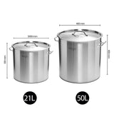 SOGA Stock Pot 21L 50L Top Grade Thick Stainless Steel Stockpot 18/10 - Cafe Supply