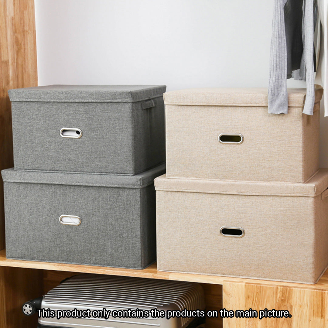 SOGA 2X Beige Small Foldable Canvas Storage Box Cube Clothes Basket Organiser Home Decorative Box - Cafe Supply