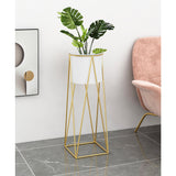 SOGA 2X 70cm Gold Metal Plant Stand with White Flower Pot Holder Corner Shelving Rack Indoor Display - Cafe Supply