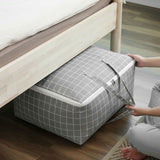 SOGA Grey Plaid Large Storage Luggage Bag Double Zipper Foldable Travel Organiser Essentials - Cafe Supply