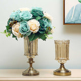 SOGA 2X 28cm Transparent Glass Flower Vase with Metal Base Filler Vase - Cafe Supply