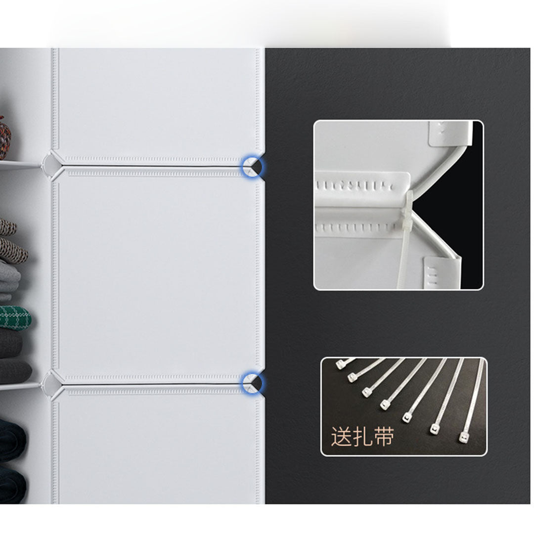 SOGA 10 Cubes White Portable Wardrobe Divide-Grid Modular Storage Organiser Foldable Closet with Doors - Cafe Supply