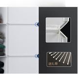 SOGA 10 Cubes White Portable Wardrobe Divide-Grid Modular Storage Organiser Foldable Closet with Doors - Cafe Supply