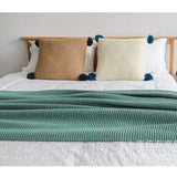 SOGA 2X Green Tassel Fringe Knitting Blanket Warm Cozy Woven Cover Couch Bed Sofa Home Decor - Cafe Supply