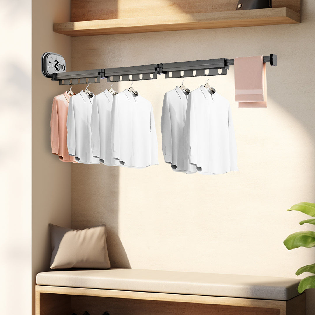 SOGA 2X 127.5cm Wall-Mounted Clothing Dry Rack Retractable Space-Saving Foldable Hanger - Cafe Supply