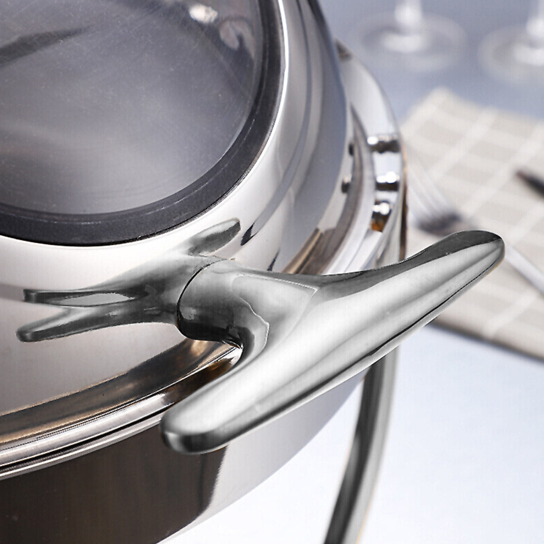 SOGA 6.5L Stainless Steel Round Soup Tureen Bowl Station Roll Top Buffet Chafing Dish Catering Chafer Food Warmer Server - Cafe Supply