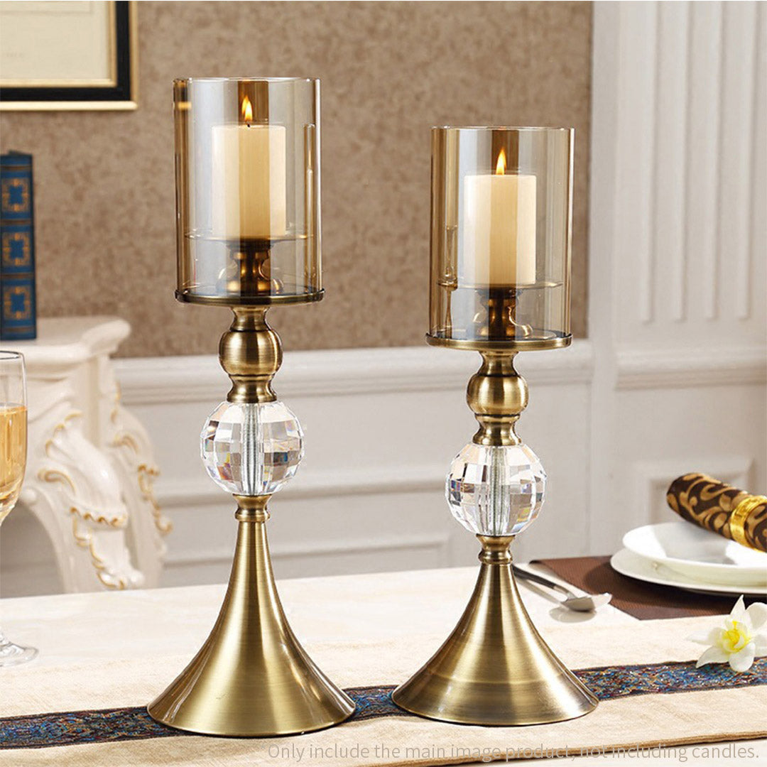 SOGA 38cm Glass Candle Holder Candle Stand Glass/Metal - Cafe Supply