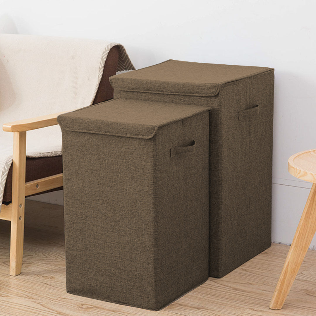 SOGA 2X Coffee Large Collapsible Laundry Hamper Storage Box Foldable Canvas Basket Home Organiser Decor - Cafe Supply