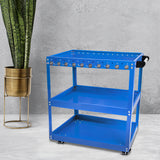 SOGA 2X 3 Tier Tool Storage Cart Portable Service Utility Heavy Duty Mobile Trolley with Hooks Blue - Cafe Supply