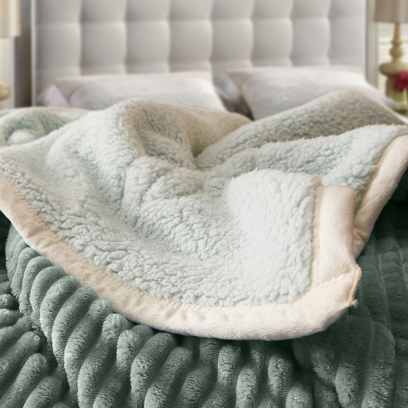 SOGA 2X Light Green Throw Blanket Warm Cozy Double Sided Thick Flannel Coverlet Fleece Bed Sofa Comforter - Cafe Supply