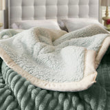 SOGA 2X Light Green Throw Blanket Warm Cozy Double Sided Thick Flannel Coverlet Fleece Bed Sofa Comforter - Cafe Supply