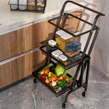SOGA 2X 3 Tier Steel Black Adjustable Kitchen Cart Multi-Functional Shelves Portable Storage Organizer with Wheels - Cafe Supply
