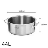 SOGA Stock Pot 44L Top Grade Thick Stainless Steel Stockpot 18/10 Without Lid - Cafe Supply