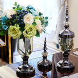 SOGA 2X Clear Glass Flower Vase with Lid and Transparent Filler Vase Black Set - Cafe Supply