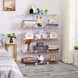 SOGA 2X White Portable 12-Cube 3 Column Storage Organiser Foldable DIY Modular Grid Space Saving Shelf - Cafe Supply