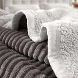 SOGA 2X Grey Throw Blanket Warm Cozy Double Sided Thick Flannel Coverlet Fleece Bed Sofa Comforter - Cafe Supply