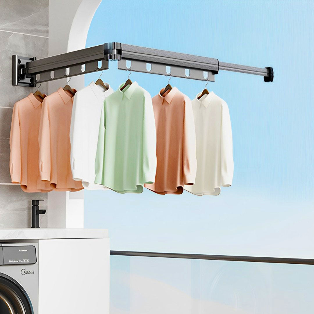 SOGA 2X 93.2cm Wall-Mounted Clothing Dry Rack Retractable Space-Saving Foldable Hanger - Cafe Supply