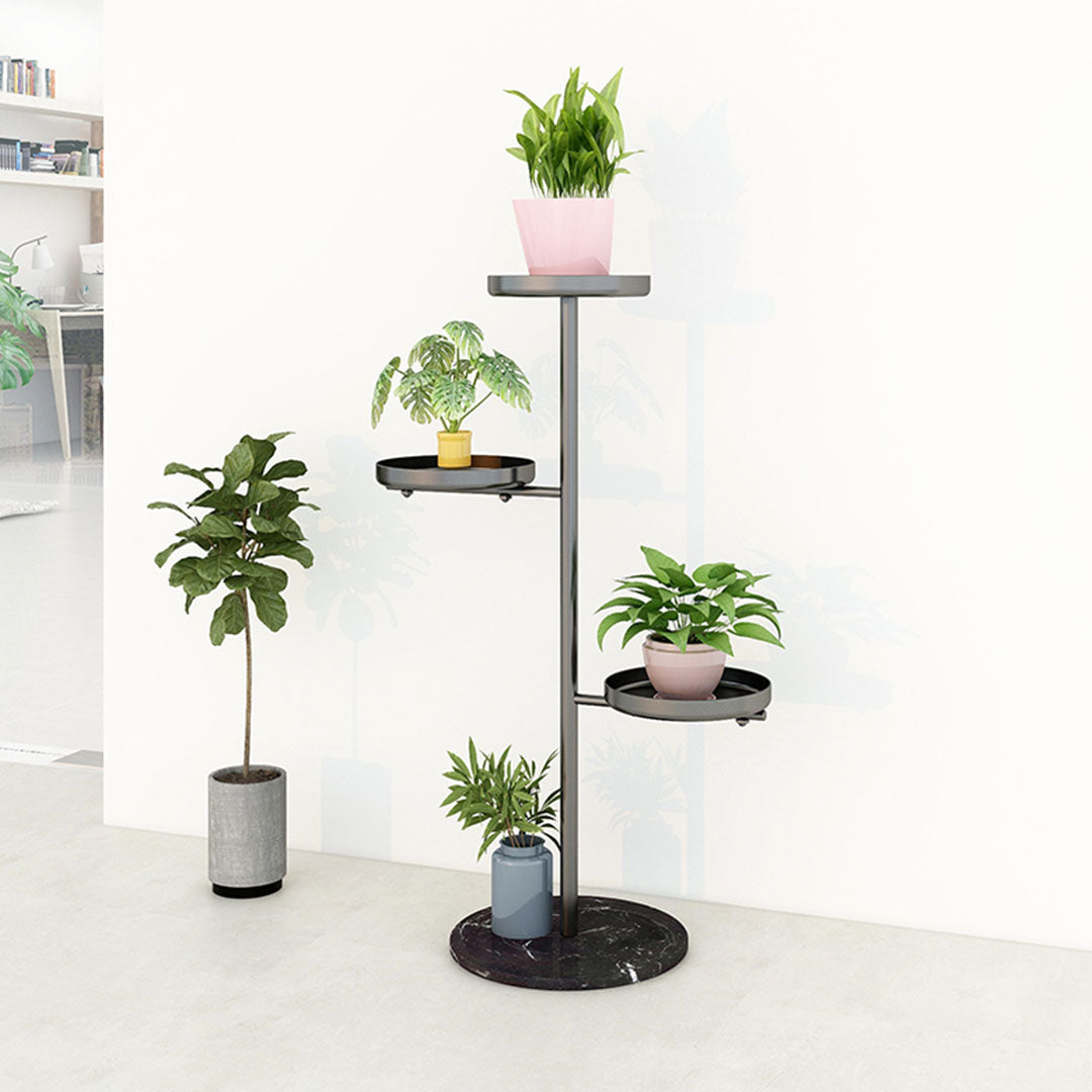 SOGA 3 Tier Black Round Plant Stand Flowerpot Tray Display Living Room Balcony Metal Decorative Shelf - Cafe Supply