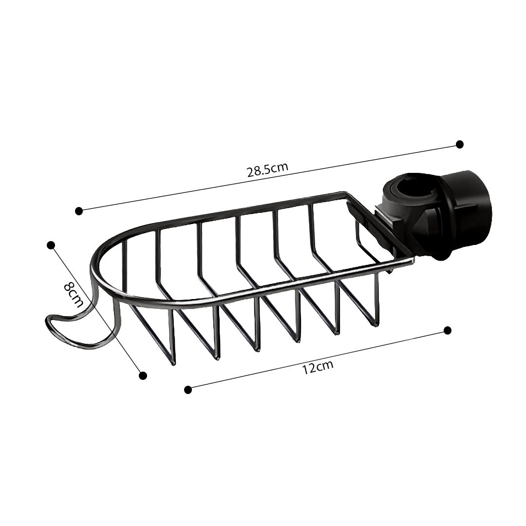 SOGA 2X Black Single Kitchen Sink Organiser Faucet Soap Sponge Caddy Rack Storage Drainer - Cafe Supply