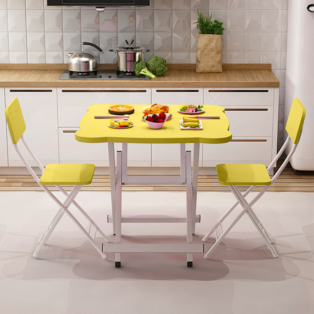 SOGA Yellow Minimalist Cat Ear Folding Table Indoor Outdoor Portable Stall Desk Home Decor - Cafe Supply