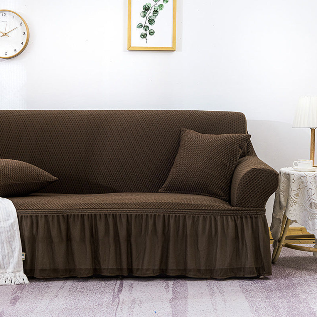 SOGA 4-Seater Coffee Sofa Cover with Ruffled Skirt Couch Protector High Stretch Lounge Slipcover Home Decor - Cafe Supply