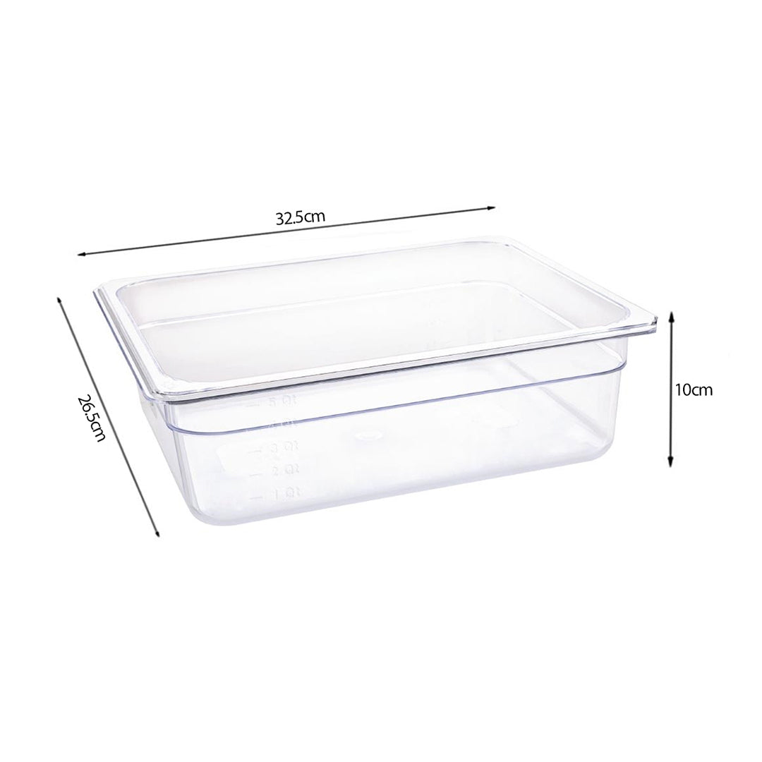SOGA 100mm Clear Gastronorm GN Pan 1/2 Food Tray Storage Bundle of 4 with Lid - Cafe Supply