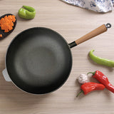 SOGA 2X 31cm Commercial Cast Iron Wok Round Bottom FryPan Home Cooking Skillet - Cafe Supply