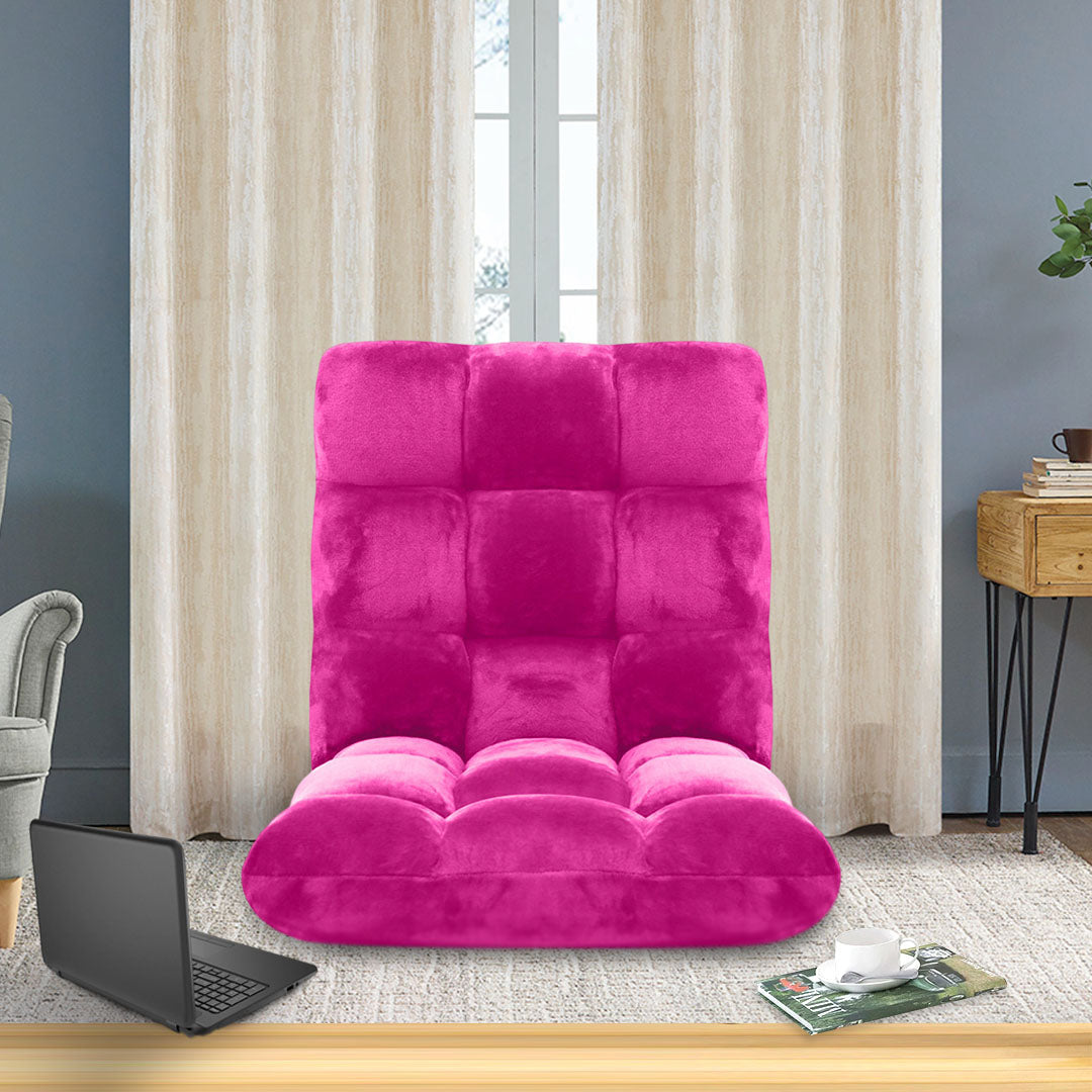 SOGA 4X Floor Recliner Folding Lounge Sofa Futon Couch Folding Chair Cushion Pink - Cafe Supply