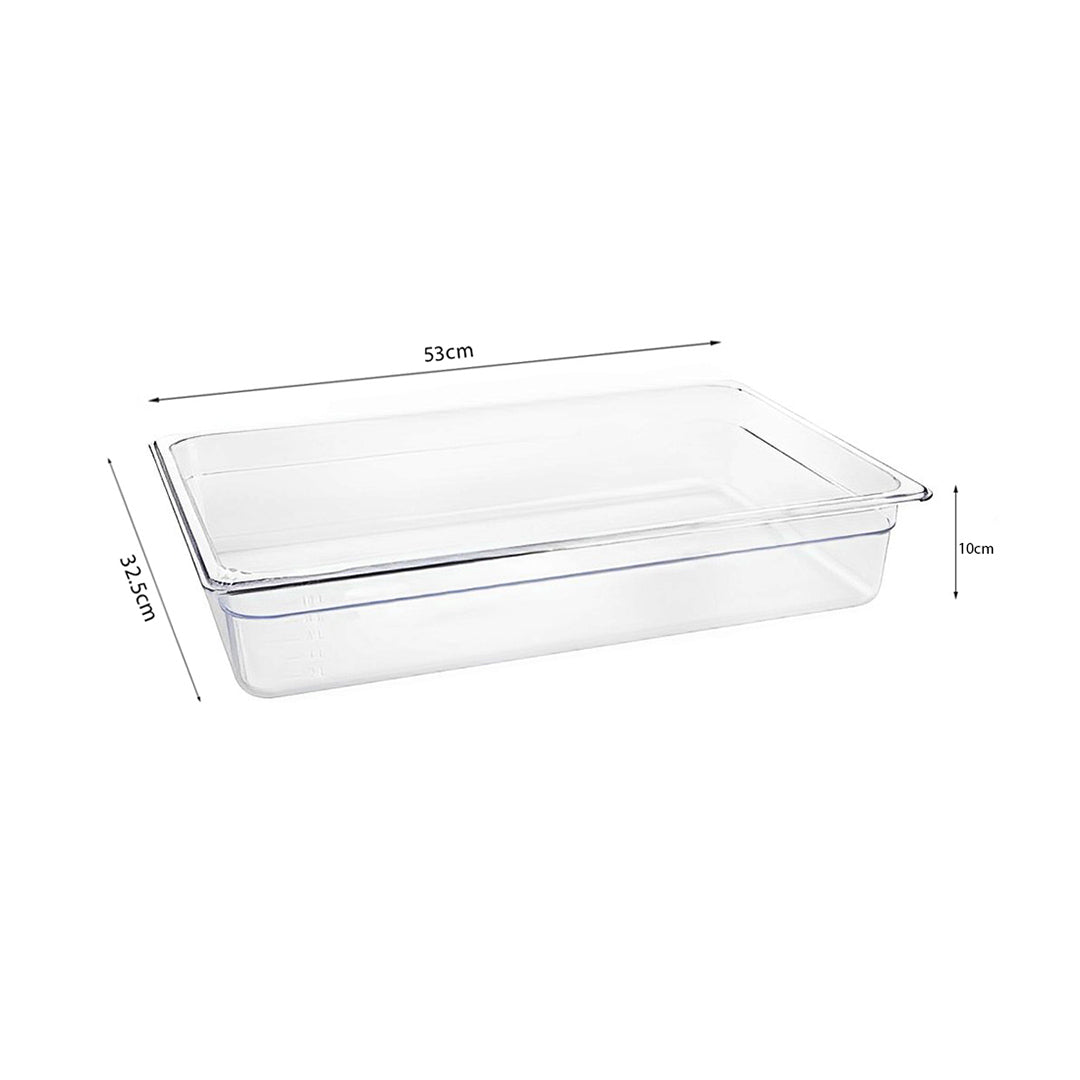 SOGA 100mm Clear Gastronorm GN Pan 1/1 Food Tray Storage Bundle of 2 with Lid - Cafe Supply