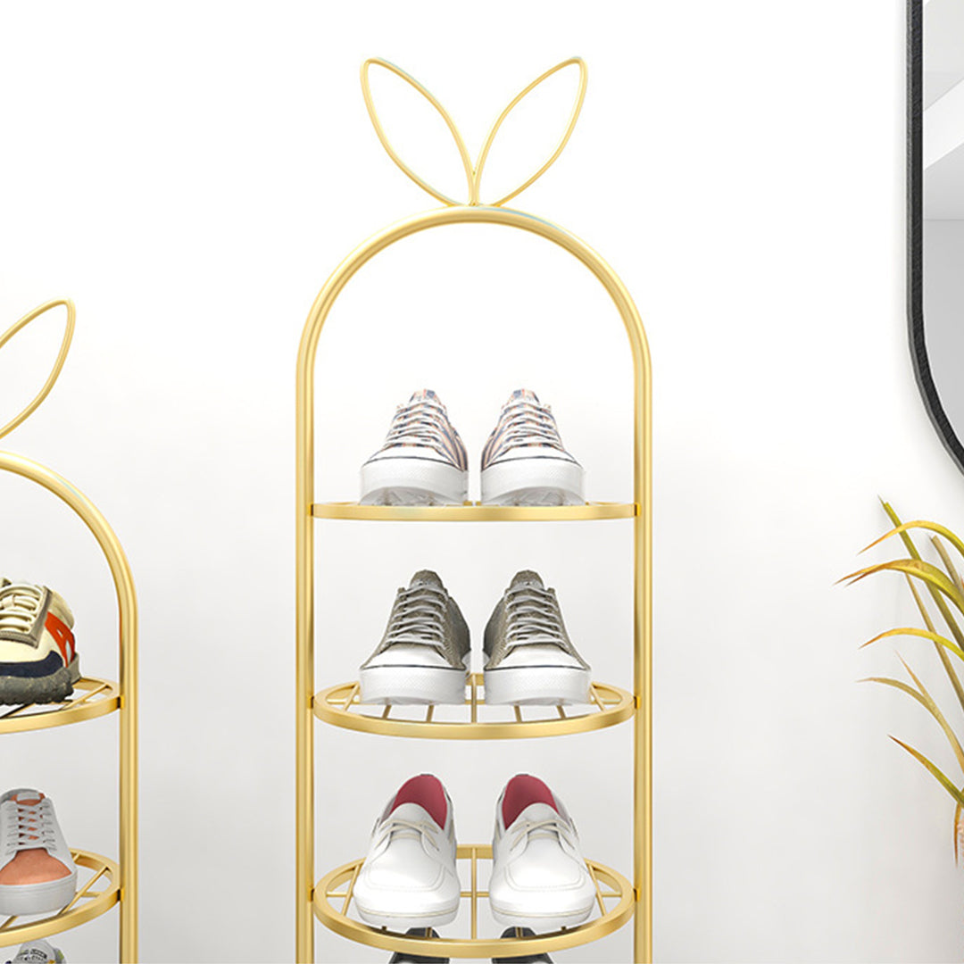SOGA 2X 7 Tier Bunny Ears Shape  Gold Plated Metal Shoe Organizer Space Saving Portable Footwear Storage Shelf - Cafe Supply